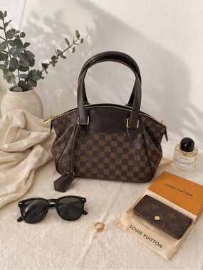 Louis Vuitton Verona PM Damier Ebene Brown Leather Handbag w/ Receipt - EC
